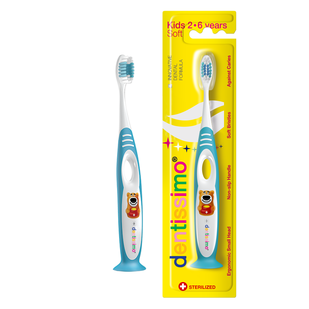Zubní kartáček KIDS 2-6 let  měkký, modrý, Dentissimo®
