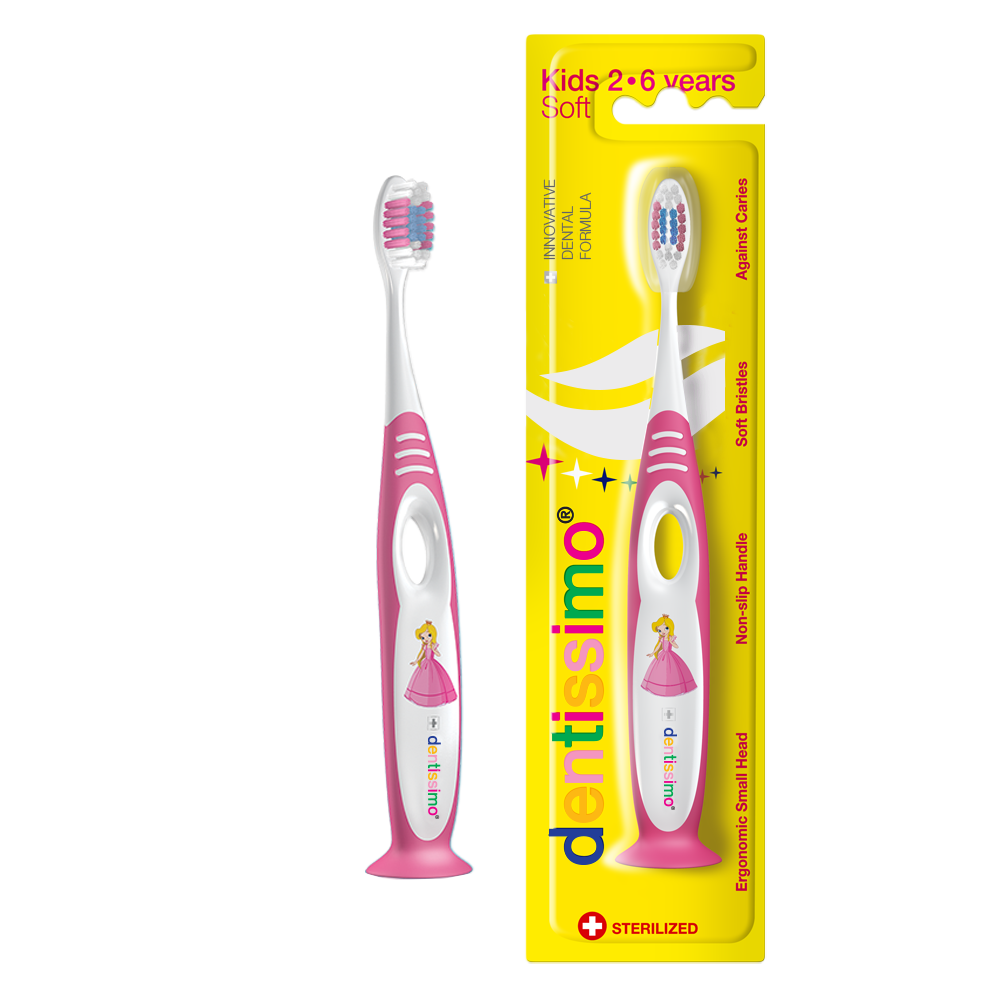 Zubní kartáček KIDS 2-6 let  měkký, růžový, Dentissimo®